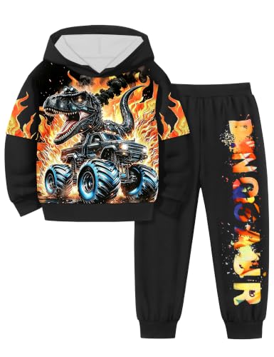 Image of Toddler Boy Clothes Dinosaur Printed Hoodies Long Sleeve Pant Sets