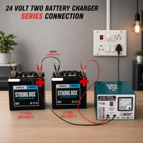 Image of ELISBURRY Heavy Duty Volt Amp Battery Charger for Car & Bike - Auto Cut, Compatible with 4AH to 220AH Batteries, Perfect as a Reliable Car and Bike Battery Charger (24 Volt 10 AMP)
