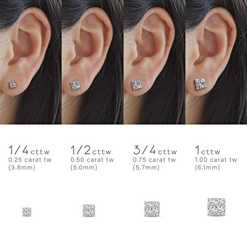 1/2Cttw Natural Diamond Stud Earrings Set In Sterling Silver #TOP7