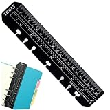 Accessori per agenda A5, raccoglitore in plastica per segnapagina, righello, misuratore per pagine, misuratore, segnalibro, righello, raccoglitore a scatto per notebook a 6 fori formato A5 (nero), pe