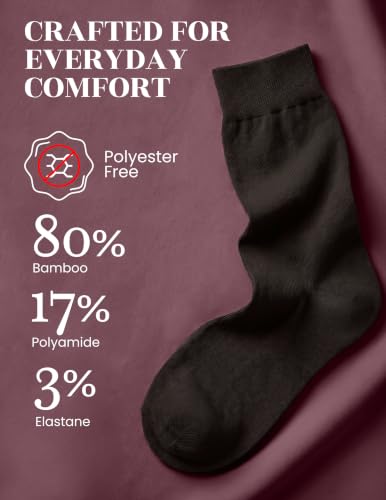 Image of Hugh Ugoli Womens Thin Soft Bamboo Dress Socks, Business, Crew, 3-6 Pairs