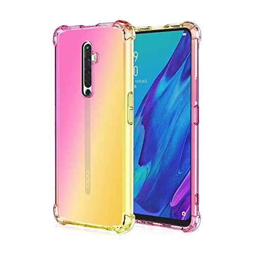 EASSGU Custodia per OPPO Reno2 Z (6.53' Inches), Cover Silicone TPU Colore Sfumato Trasparente, Custodia per Telefono Antiurto e Antigraffio - Oro Rosa