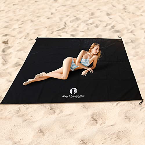 Red Suricata Family Beach Tent & Beach Canopy, Matching Sand Free Beach Mat Blanket & 2 Beverage Holders Bundle - Upf50 Uv Sun Shade Shelter (Large, Black) #TOP4