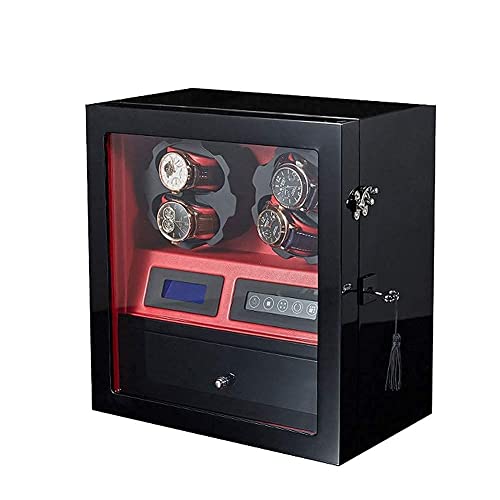 Winder de Relojes Automáticos Elegante Caja de Almacenamiento Exclusiva de Madera con Pantalla