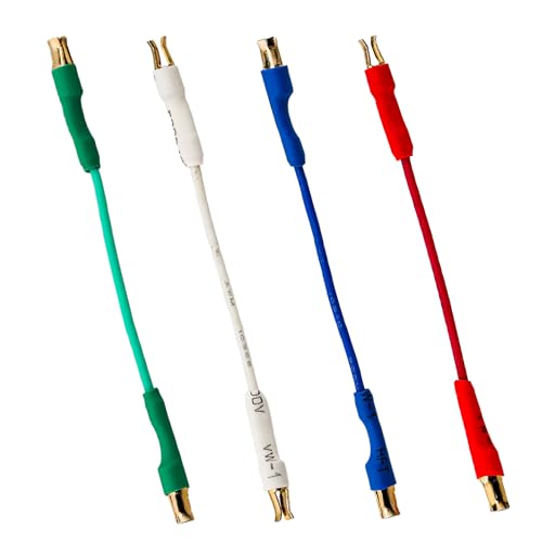 Zentect 4pcs Universal Turntable Cartridge Headshell Lead Wires with Upgraded Easy to Plug and Unplug Spring Cliper Head, 7N OFC Audiophile Grade Phono Cartridge Cables for Turntable Record Players