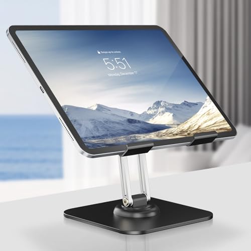MEMOEVER Tablet Stand, 360° Adjustable Foldable Holder for iPad, Stand for Desk Rotating Portable Monitor Stand for iPad/Tablets/PS/Switch
