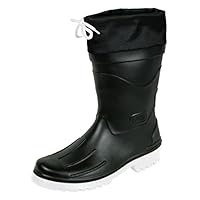 MADSea Men's Boys Wellington Boots Nils-Hannes Half Height Waterproof Unlined Rain Boots with Lace-Up Nylon Cuff, black white, 9.5 UK