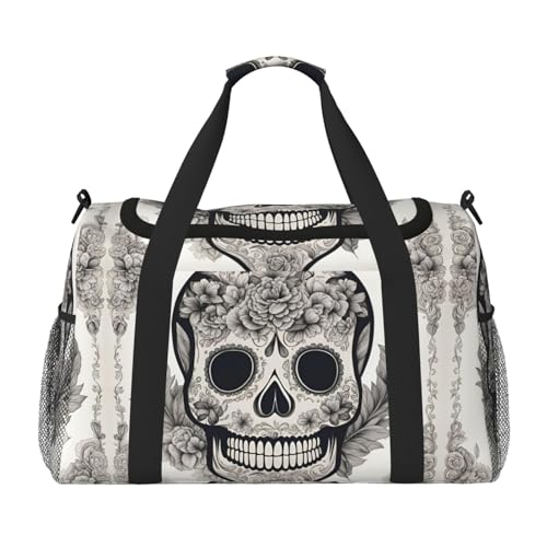 Mexican Skull Foldable Travel Duffel Bag Tote Carry On Luggage Bag For Weekend Getaways, For Spontaneous Trips
