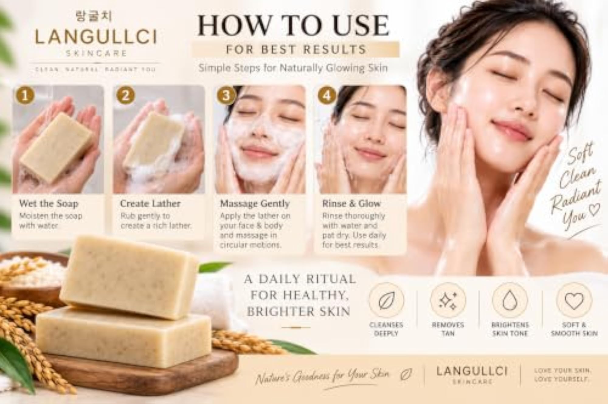 Kojic Acid & Rice Water Tan Removal Soap for Face & Body