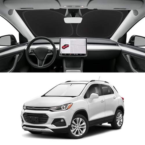 Image of Custom Fit Windshield Sun Shade for Chevy Trax 2013-2023 | Blocks UV Rays and Sun Heat, Helps Reduce Interior Temperature, Protects Dashboard from Fading, Folds Easily for Storage