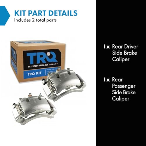 Image of TRQ Rear Brake Caliper Set Zinc Coated Brackets Compatible with 2003-2007 Ford E-250 1999-2002 E-250 Econoline 2003-2005 E-350 Club Wagon 1999-2007 E-350 Super Duty