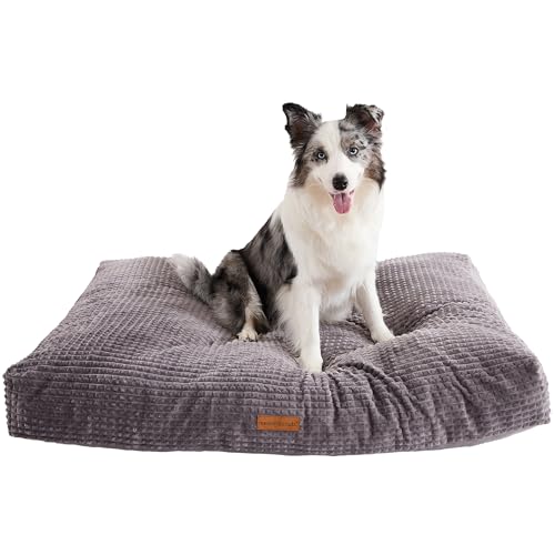 Image of Modern Threads Ultra Plush Orthopedic Memory Foam Pillow Bed for Large Dogs with Supportive Filling and Stylish Textured Design, Charcoal, (42 inch L x 30 inch W x 5 inch Th)