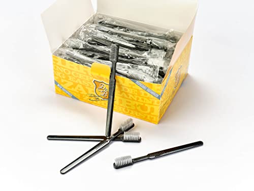 Dr. Bauer's Cepillos de dientes desechables con pasta dentífrica, envueltos individualmente, paquete de 100 unidades (negro)