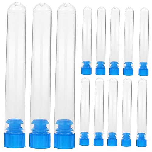FUNOMOCYA 50pcs Test Tube Clear Container with Lid Beverage Container Candy Containers Bar Drinks Tube Chemistry Experiment Equipment Tubes with Stoppers Storage Containers White Plastic