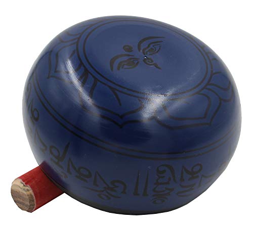 Dharmaobjects Meditation Grade 6 Inches Tibetan Om Mani Singing Bowl Mallet/Cushion Set (Blue) #TOP3