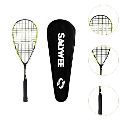 Colaxi Carbon Fiber Squash Racket Training Paddle Lightweight with Carrying Bag Nonslip Tear Drop Squash Racquet for Park Traveling, Yellow