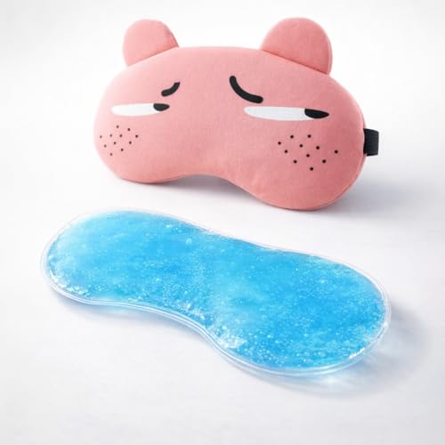 Image of Jenna Dot Cartoon Polyester Ice Gel Eye Mask For Insomnia, Meditation, Puffy Eyes and Dark Circles - Pink