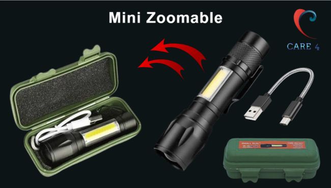 CFG Rechargeable LED Flashlight - 390 Lumens, 10W, With Flashing Red Rear Light, Black - View #6