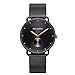 PAUL HEWITT Reloj de Pulsera para Hombre en Acero Inoxidable Breakwater Black Sunray - Reloj de Correa Negra con diseño de Malla, Reloj de muñeca para Hombre con Esfera Negra y Detalles en Bronce