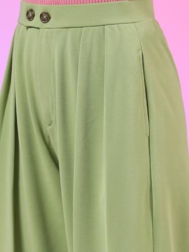 Image of KOTTY Women's High Waist Pleated Wide Leg Trousers