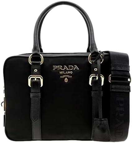 Prada Black Nylon Saffiano Satchel Shoulder Bag