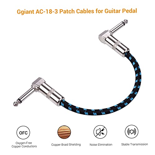 DOYING AC-18-3 Cabos de patch para pedais de guitarra 6 polegadas de comprimento Cabo Coxial Blindag