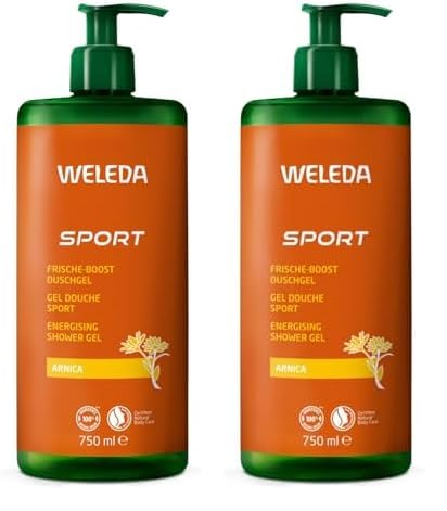 WELEDA Bio Sport XXL Duschgel vegan - Naturkosmetik Arnika Dusche für Frauen & Männer mit Rosmarin/Lavendel Duft - Hautpflege Duschseife mit Pumpspender zur Gesicht & Körper Reinigung (1x 750ml)