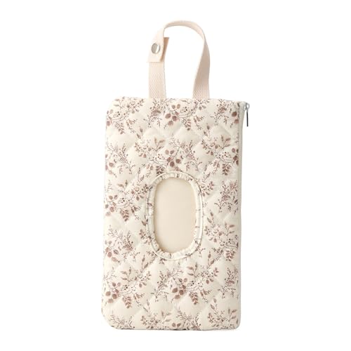Image of Quilted Baby Wipe Holder Quilted Wipe Pouch Portable Hanging Floral Wet Wipes Bag for Car, Stroller