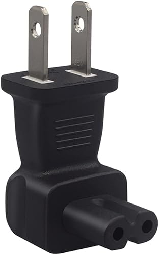 Miniatura 2 de Strhowill Toma de corriente alterna de 2 clavijas de UE a C7, no polarizada (IEC-320-C7 a CEE 716) funciona con laptop, impresora, cargadores,