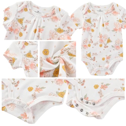 Baby Boy Girl Short Sleeve Bodysuits New Born 100% Cotton Clothes 5-Pack 0-12M2