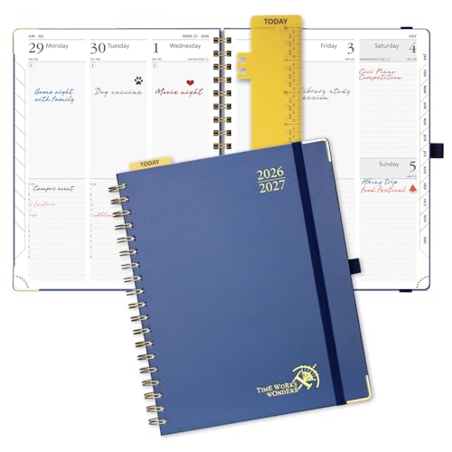 POPRUN 2026-2027 Academic Year Weekly and Monthly Planner Calendar,Jul 2026 - Jun 2027，10" x 8"， Daily Agenda Book & Appointment Book with Hourly Schedule, Tabs, Hardcover, School and Office