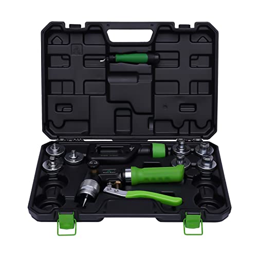 Hydraulic Tube Expander Compact Swaging Tool Kit, ST-300A Hydraulic Expander Deburring Tool with Tube Cutter&7 Expander Heads for 3/8 to 1-1/8 Inches Copper Pipes Air Conditioning Copper