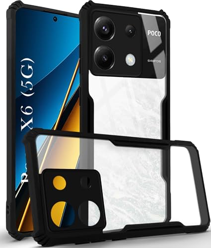 Image of Jkobi Back Cover Case for Poco X6 5G (Shockproof with Polycarbonate Clear Panel | Professional Black)