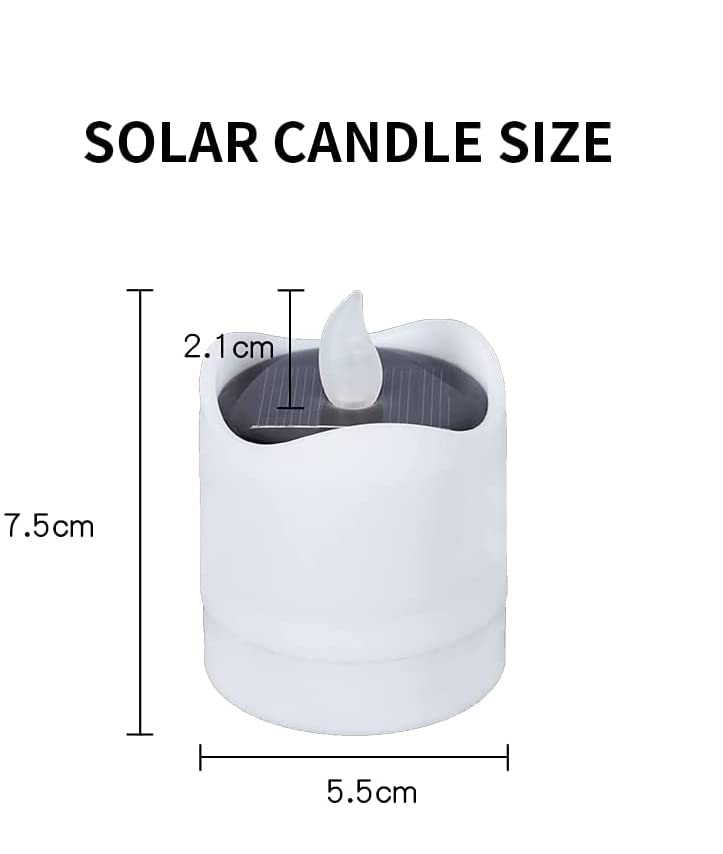 FAOKZE Candele a LED a energia solare,6 pezzi Candele solari per esterni,ricaric