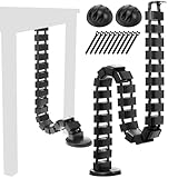 Yaomiao 1 Pack Under Desk Vertebrae Cable Management Kit Standing Desk 48'' Adjustable Quad Entry Flexible Cord Organizer with Ties, Stick-on Clips Cable Management Set for Home User Office Worker