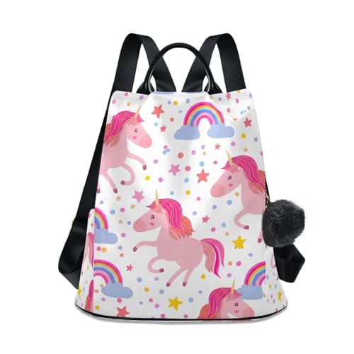 Sac à dos antivol licorne pour femme avec pompon et design tendance