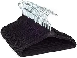 Kit 50 Cabides de Veludo Infantil Slim Ultrafino (Preto)