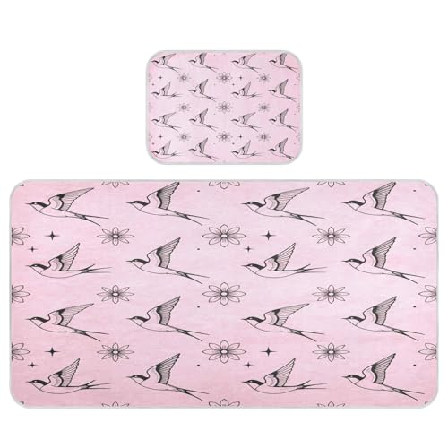 Colchón refrescante para bebé de 28 x 52 pulgadas, transpirable, gorriones de flores, estilo americano, tradicional, para cuna de tatuaje, para bebés y niños pequeños