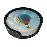 Juego de 6 posavasos redondos resistentes al calor, con una caja de almacenamiento de cuero