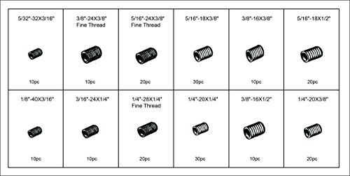 Swordfish 31440 SAE Hex Head Set Screw Grub Assortment, 200 Piece - Thumbnail 2