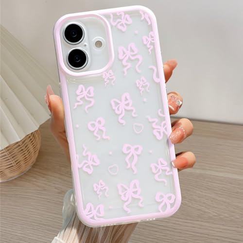 Coque iPhone 16 nœud en ruban, idée cadeau esthétique pour femmes et filles