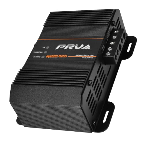 PRV AUDIO 500 Watts Mono Subwoofer Car Audio Amplifier RS500 BASS 1 Ohm – 12 Volts Monoblock Class D Amp, Built-in Crossover &amp; Bass Boost with High Level Inputs