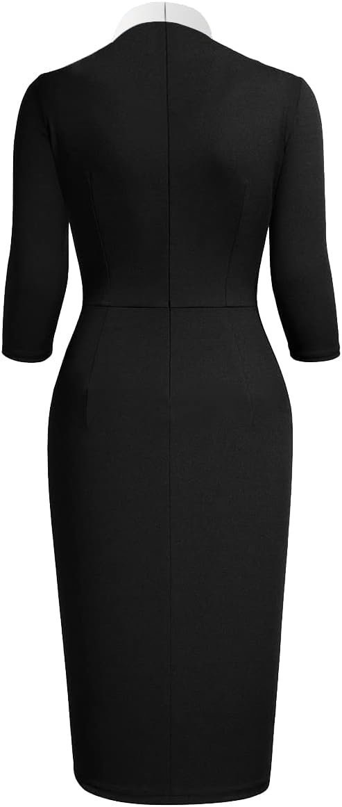 BLESSUME Catholic Church Women Stand Collar Clergy Mass Dress Business Formal Work Pencil Dress