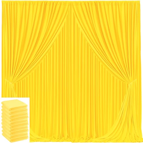 Image of 50x10ft Yellow Backdrop Curtain for Wedding Parties Wrinkle Free Fabric Yellow Drapes Backdrop Decoration for Baby Shower Birthday Photography Decoration 10 Panels, 5ft x 10ft