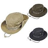 BIBOKAOKE Sonnenhut Herren Faltbar Fischerhut Strohhut Chiffon Patchwork Fischerhüte Buschhut Dünne Outdoor Sport Reise Safari Hut Breiter Krempe Strandhut Einstellbar Wanderhut Mit Kinnband