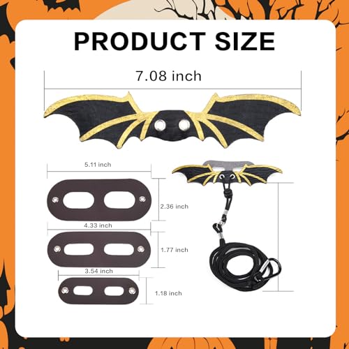 Image of 7 Pieces Bearded Dragon Tank Accessories,Bearded Dragon Leashes and Harnesses Set,S /M /L 3 Size Pack Leather Wing Lizard Harness with Removable Lizard Leash for Amphibians and Other Small Pet Animals