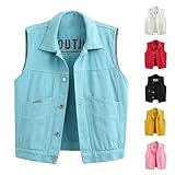 Photo Gallery huifuao gilet in denim da donna plus size giacca in jeans senza maniche giacca in denim alla moda shacket vest invecchiato trucker coat crop gilet con tasca, giallo, s Photo Gallery huifuao gilet in denim da donna plus size giacca in jeans senza maniche giacca in denim alla moda shacket vest invecchiato trucker coat crop gilet con tasca, giallo, s