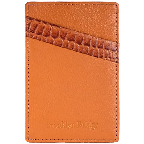 Image of Brooklyn Bridge Genuine Leather Slim Minimalist Front Pocket Wallet - Credit Card Holder Card Cases with ID Window for Men Women