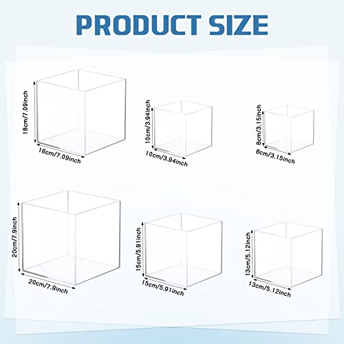 Maitys Set Of 6 Clear Acrylic Display Box Acrylic Display Risers With Hollow Bottom Display Case For Figures 5 Sided Acrylic Stand Riser Display Nesting Cubes For Collectibles Jewelry Perfume Crafts #TOP1