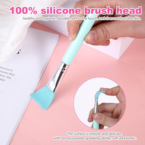 7 Pcs Silicone Makeup Brush Applicator Kit Silicone Brushes for Cream Makeup Products and UV Epoxy Art Crafting Green Applicator - Image 4